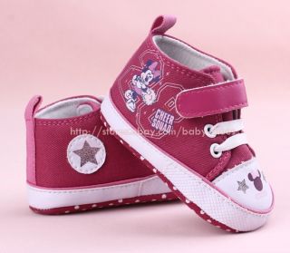 Toddler Baby Girl Minnie Mouse Crib Shoes Sneakers Size 0 6 6 12 12 18 Months