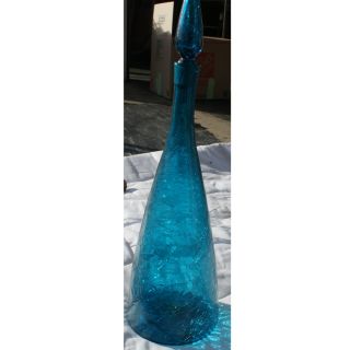 Large Blenko Blue Crackle Bottle Stopper