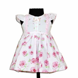 New Baby Girls White and Pink Floral Cotton Party Dress 3 6 Months