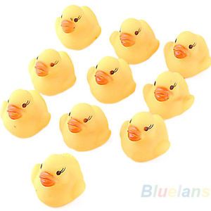 10pcs Baby Kids Children Bathing Toy Rubber Gel Squeaky Duck Ducky Yellow BF4U