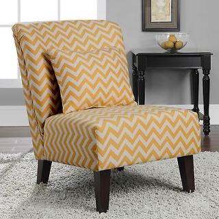 Anna French Yellow Chevron Fabric Accent Chair