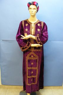 Vtg Antique Pakistan Pakistani H Embroidered Velvet Traditional Dress Size 34