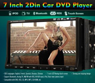 Hitachi Head Double DIN 7" Car Stereo Radio DVD Player iPod Bluetooth TV Mic 