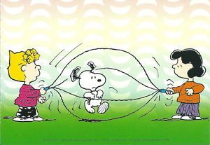 Peanuts Snoopy Postcard Lucy Sally Snoopy Jump Rope