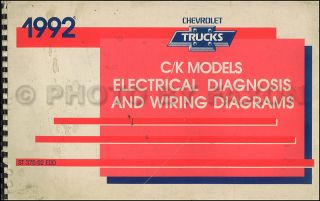 1992 Chevy CK Wiring Diagram Manual 92 Pickup Suburban Blazer Silverado Cheyenne
