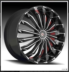 26" Scarlet SW6 Black Red Wheels Rims Tires Fit Chevy Cadillac GMC Ford Lincoln