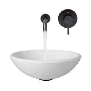 Vigo Stone Glass Vessel Sink in White Phoenix and Wall Mount Faucet Set in Antique Rubbed Bronze VGT214