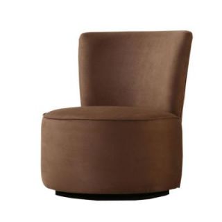 HomeSullivan Brown Microfiber Round Swivel Chair 40102S511W