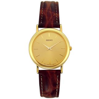 Seiko SJB880  Watches,Mens Brown Leather Gold Dial, Casual Seiko Quartz Watches