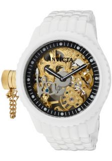 Invicta 1923  Watches,Mens Russian Diver Mechanical Skeletonized See Thru Gold Dial White Ceramic, Casual Invicta Mechanical Watches