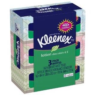 Kleenex Facial Tissue With Lotion, 3 Ply Tissues, 3 Packs, 130 Tissues 