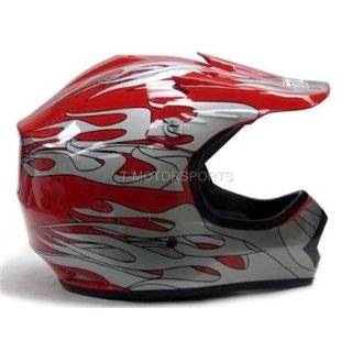 Youth Red Flame ATV Motocross Dirt Bike Off Road MX Gear Helmet DOT 