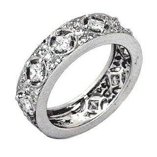    Diamond Antique Style 18k White Gold Wedding Band Ring: Jewelry