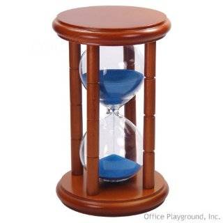 15 Minute Sand Timer   Blue Sand in Natural Stand   6.5 Tall