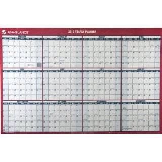   Vertical / Horizontal Erasable Wall Planner, Med Wall, Red, 2012