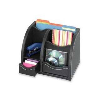 Safco Model Leather Look Organizer with 3 Shelves/3 Slots, Black (9433 