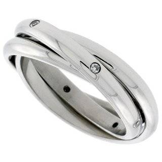   Steel Triple Rolling Band Ring with CZ   Size 12 Jewelry 