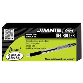 Zebra Pen Jimnie Gel Stick Roller Ball Pen, Black Ink, Medium, 0.70mm 