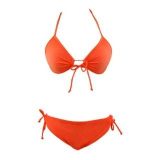 Bikini Orange Bandeau Push Up Top & Bikini Bottom