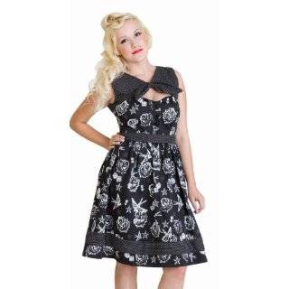   Souls Womens Off Dice Rockabilly Bow at Chest Dress  Black / White